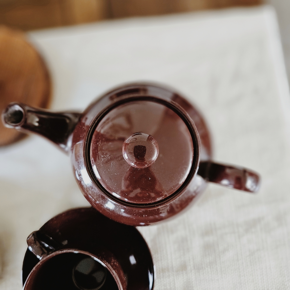 Vintage Ceramic Brown and Green Tea Set - Picture 8 of 9